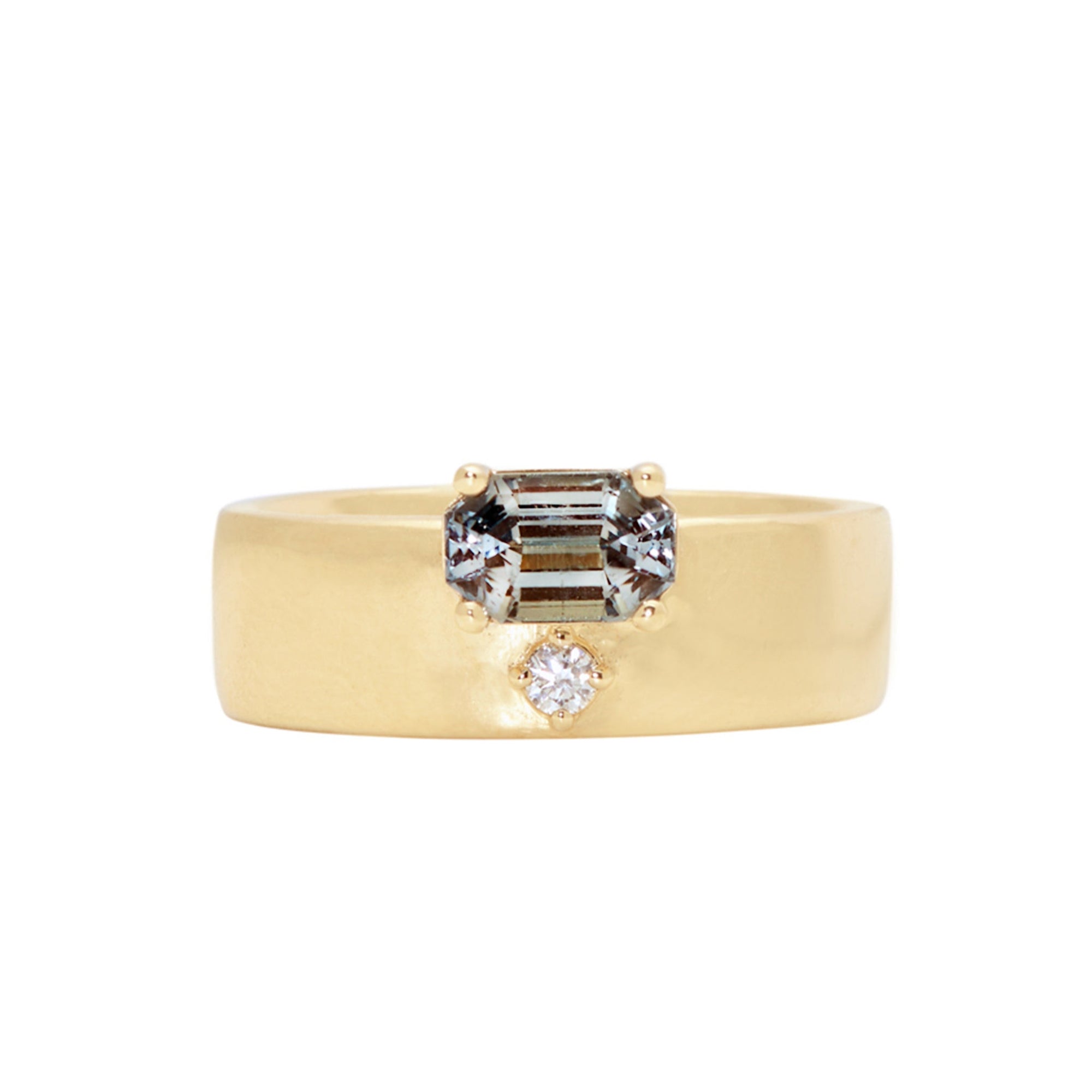 1.04ct Cut Corner Rectangle Step Cut Sapphire <br><b> Emily Warden Designs </b>| Teal Sapphire Cigar Band