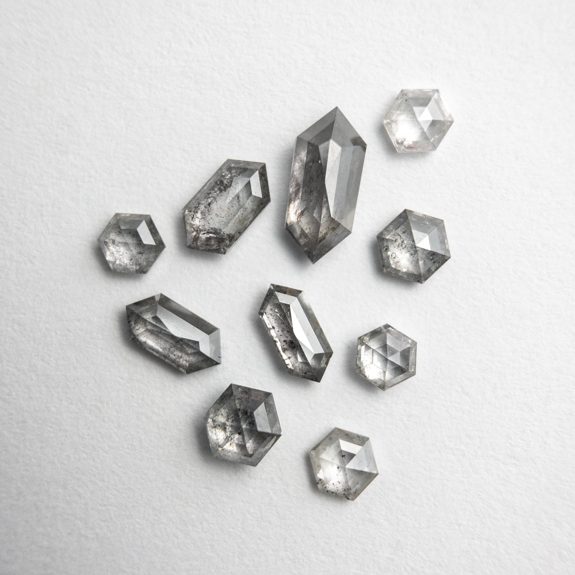 10pcs 2.29cttw 3.33-7.74mm Hexagon Rosecut Melee 18355-03 - Misfit Diamonds