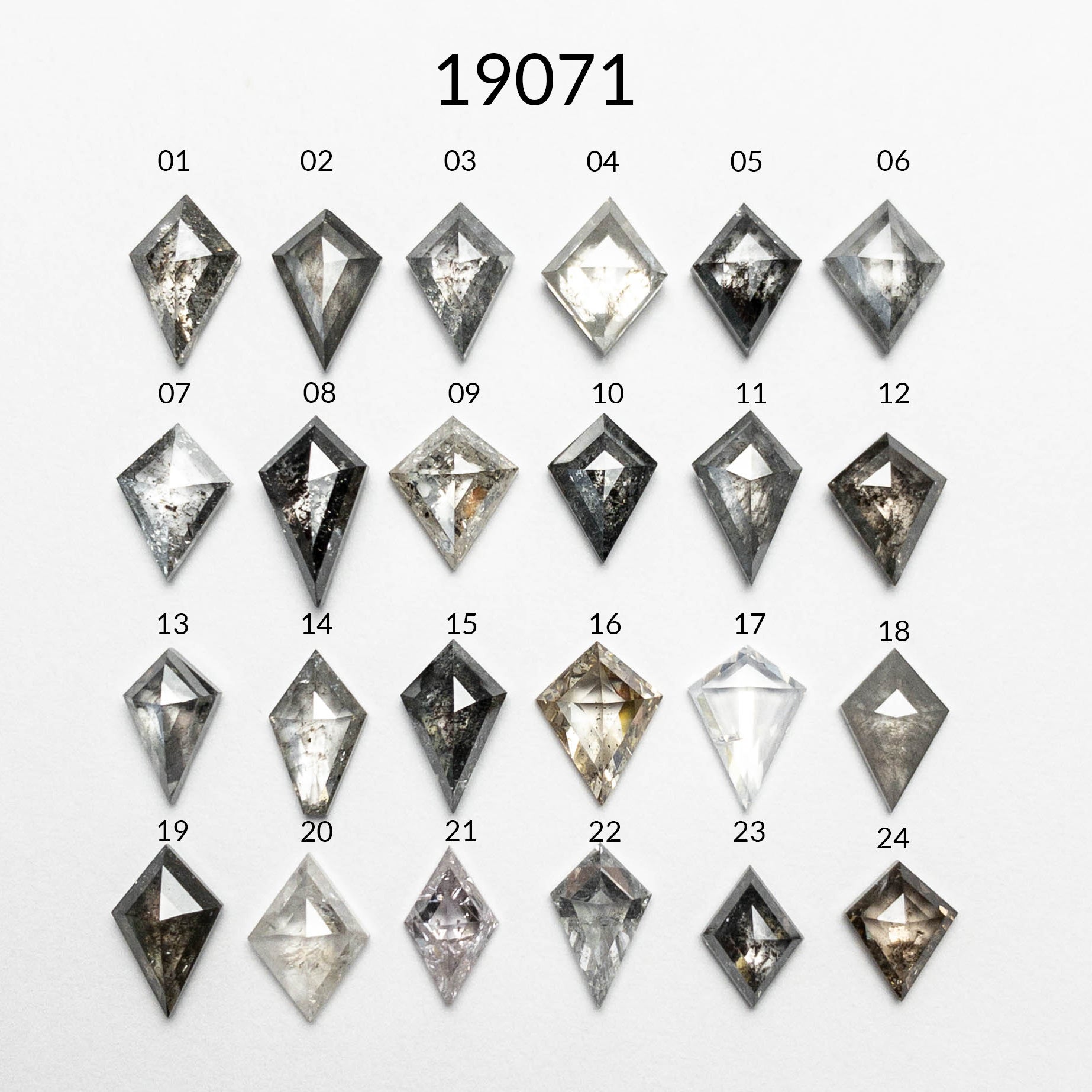 0.36-0.79ct 6-8mm Salt and Pepper Kite Rosecuts 19071 - Misfit Diamonds