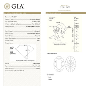 1.00ct 7.59x5.64x3.55mm GIA VS1 Champagne Oval Brilliant 21599-01