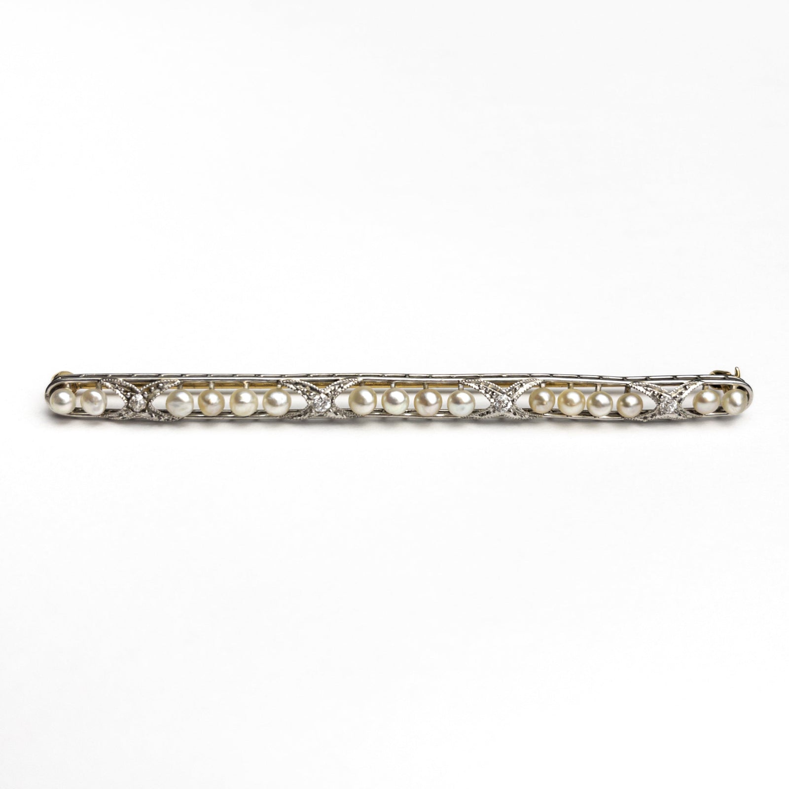 0.40cttw 4pc Old European Cut Platinum & 18K Antique Bar Pin 22759-01