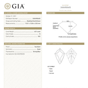 4.01ct 15.51x10.56x3.55mm GIA VS2 N Kite Rosecut 19894-01