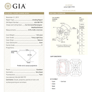 1.02ct 5.99x5.05x3.43mm GIA I1 Fancy Grey Radiant Cut 18439-01 - Misfit Diamonds