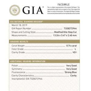 0.74ct 13.26x3.48x2.38mm GIA VS1 L Kite Rosecut 18160-01 - Misfit Diamonds