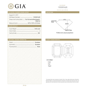 2.02ct 8.72x7.81x3.10mm GIA VS1 J Emerald Cut 18065-01 - Misfit Diamonds
